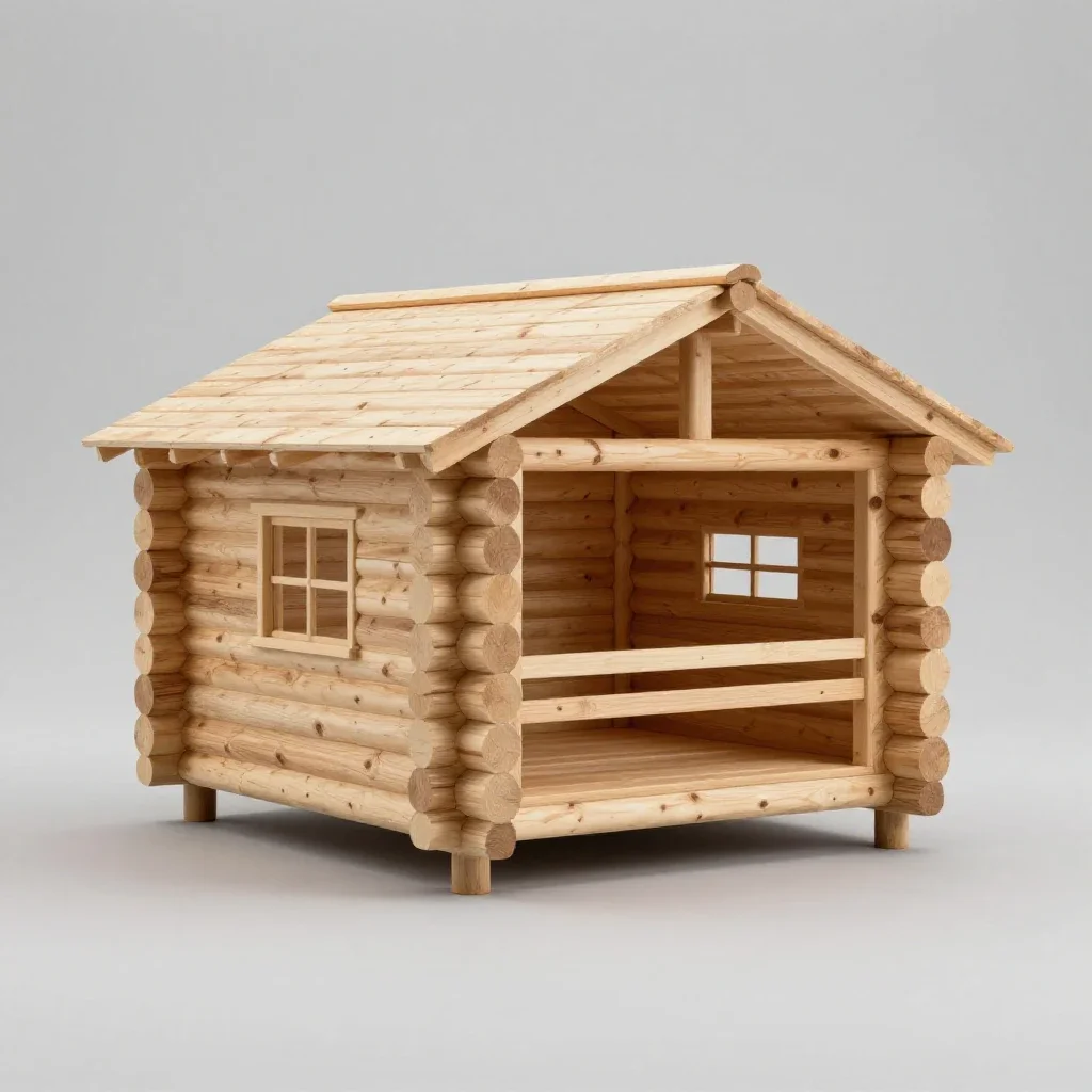 Log cabin isolated on a white background