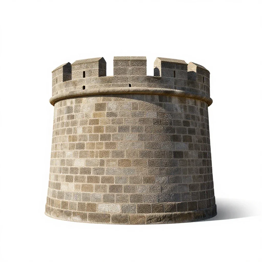 Martello tower isolated on a white background