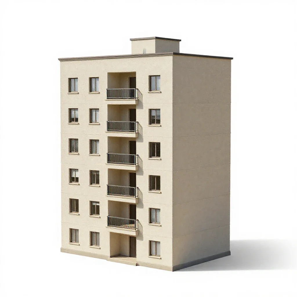 Apartment building isolated on a white background