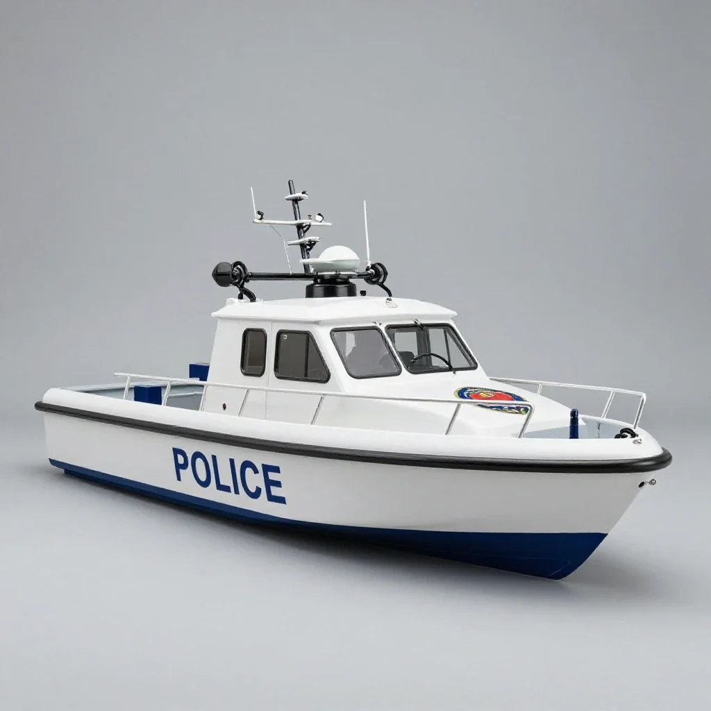Police boat isolated on a white background