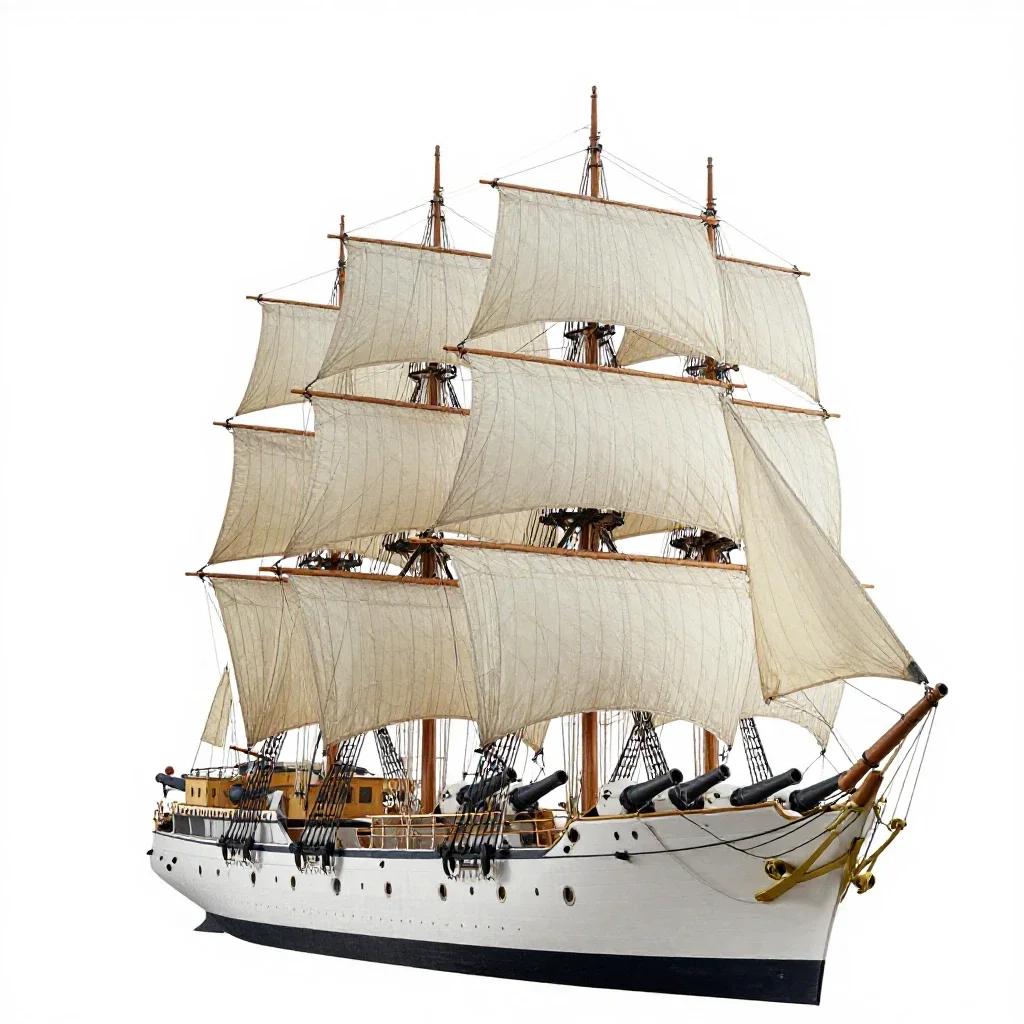 Sailing warship isolated on a white background