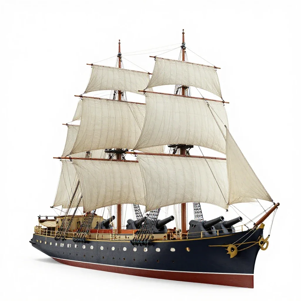 Sloop of war isolated on a white background