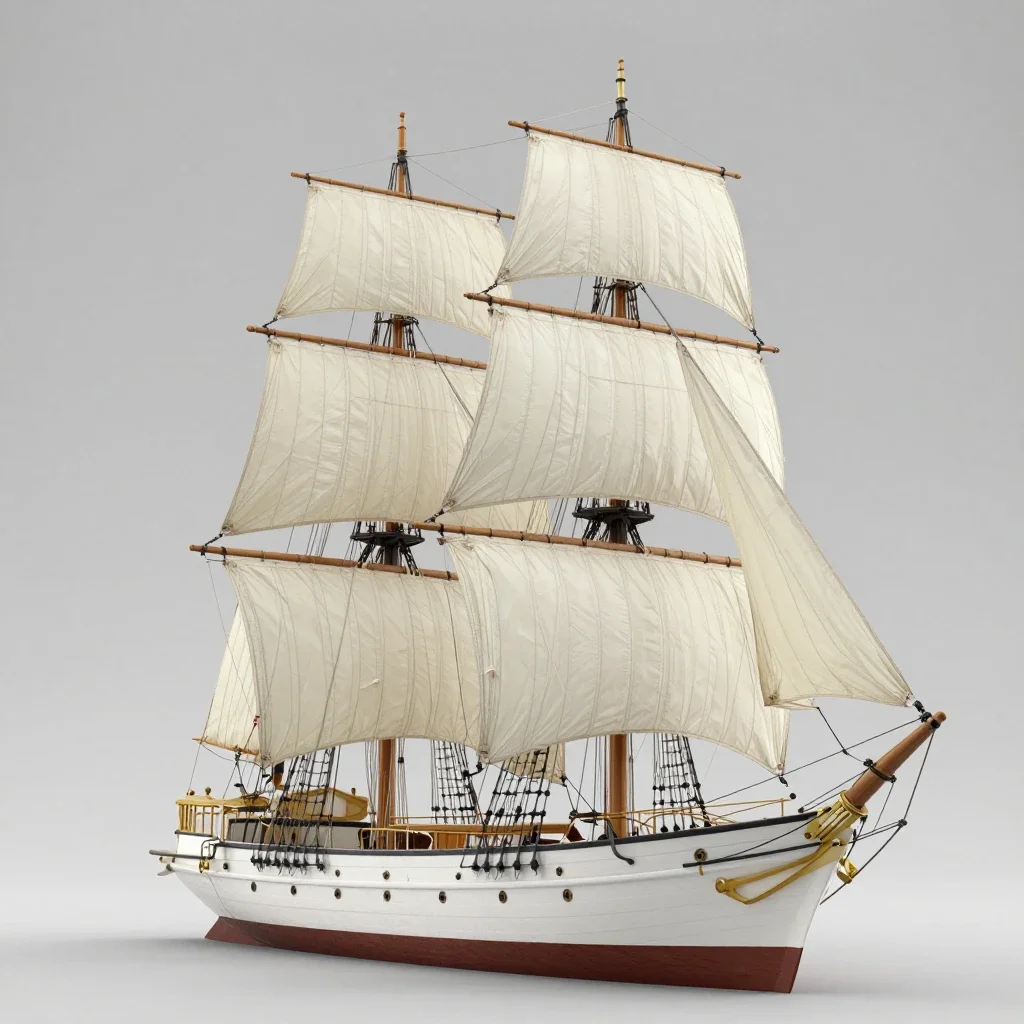 Square-rigger isolated on a white background