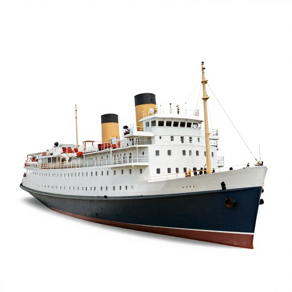 Tramp steamer isolated on a white background