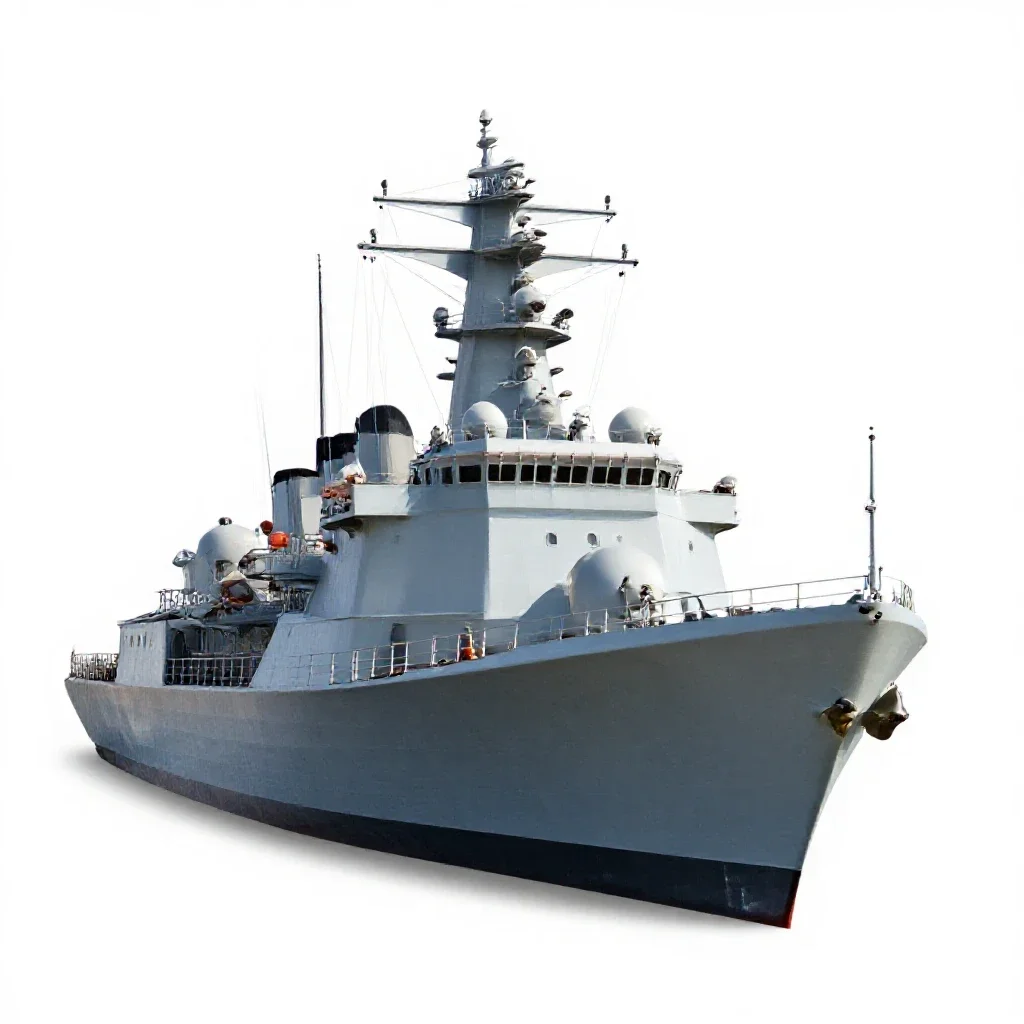 Warship isolated on a white background