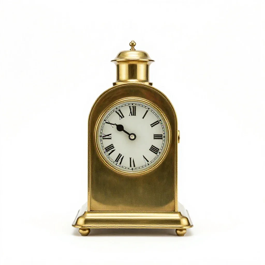 Brass carriage clock isolated on a white background