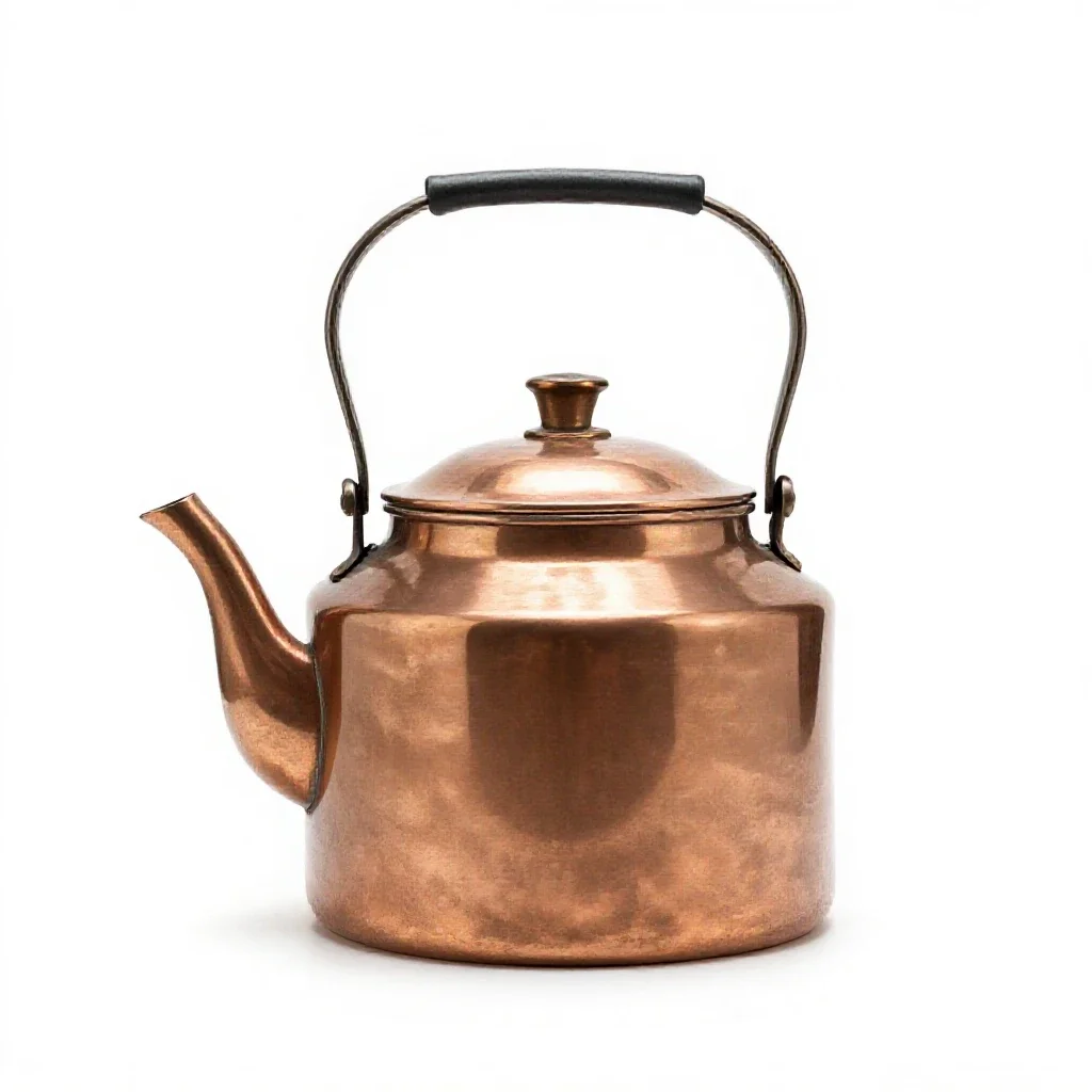 Copper kettle with patina isolated on a white background