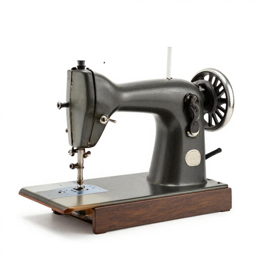 Treadle sewing machine isolated on a white background