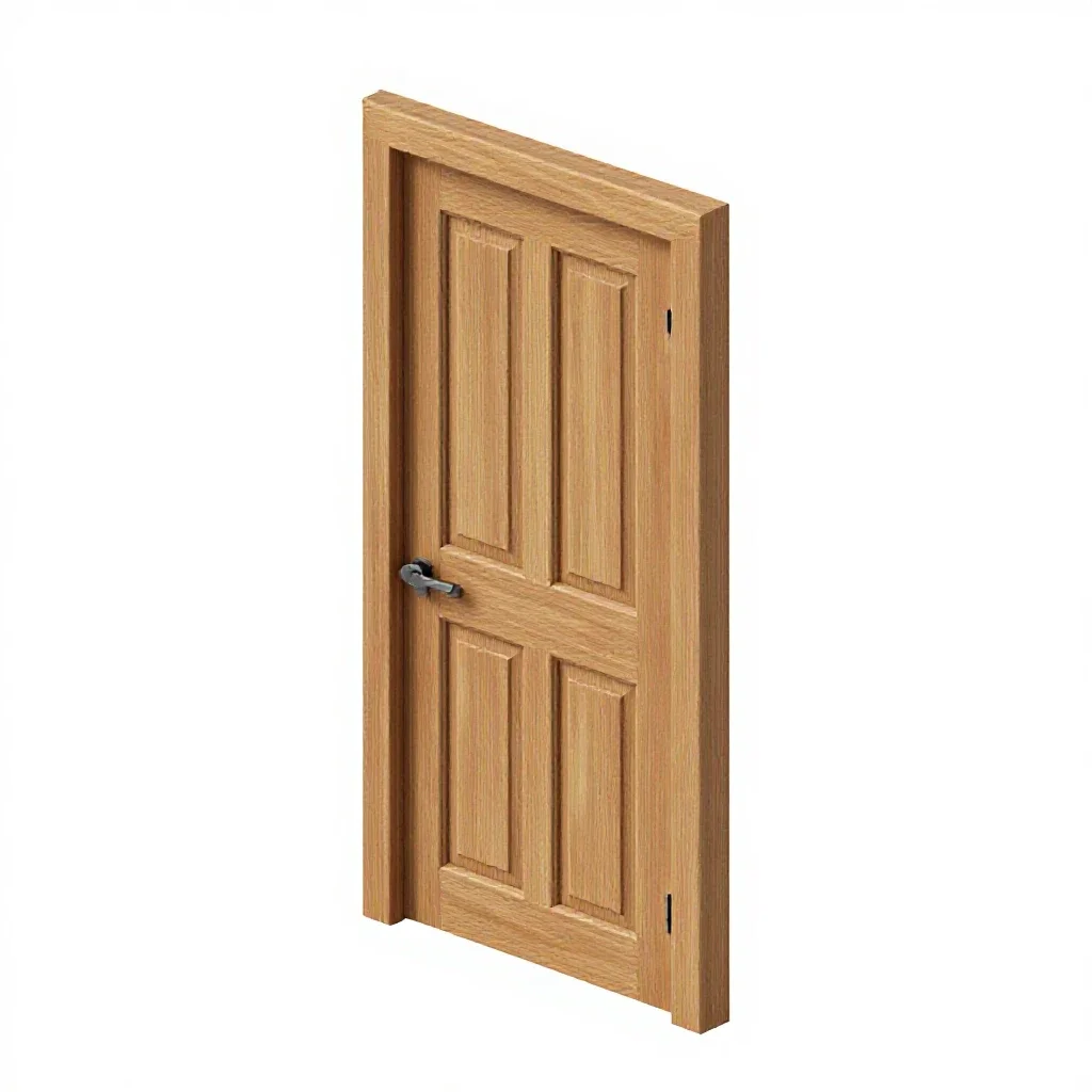 Carved wooden door isolated on a white background