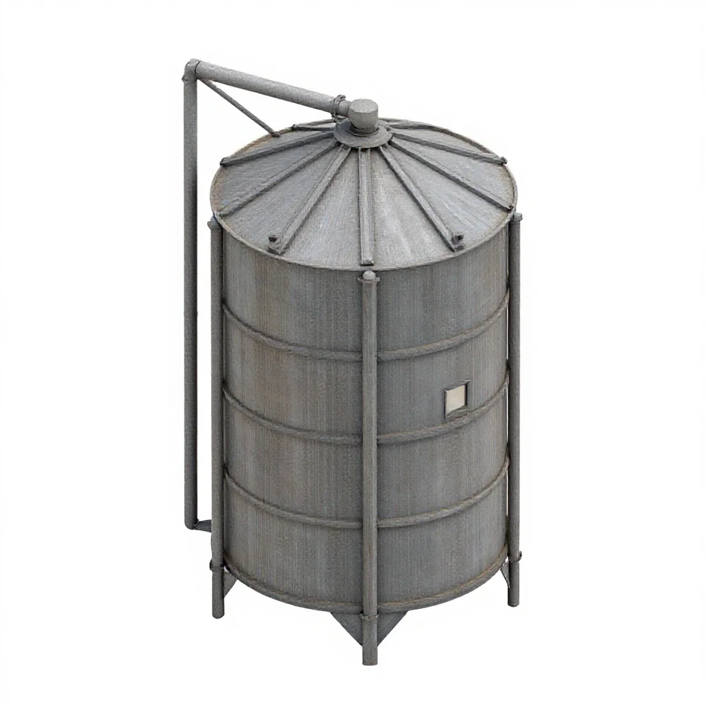 Grain silo model isolated on a white background