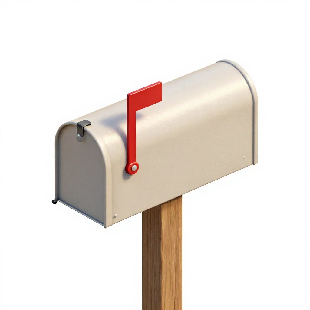 Mailbox on a post isolated on a white background