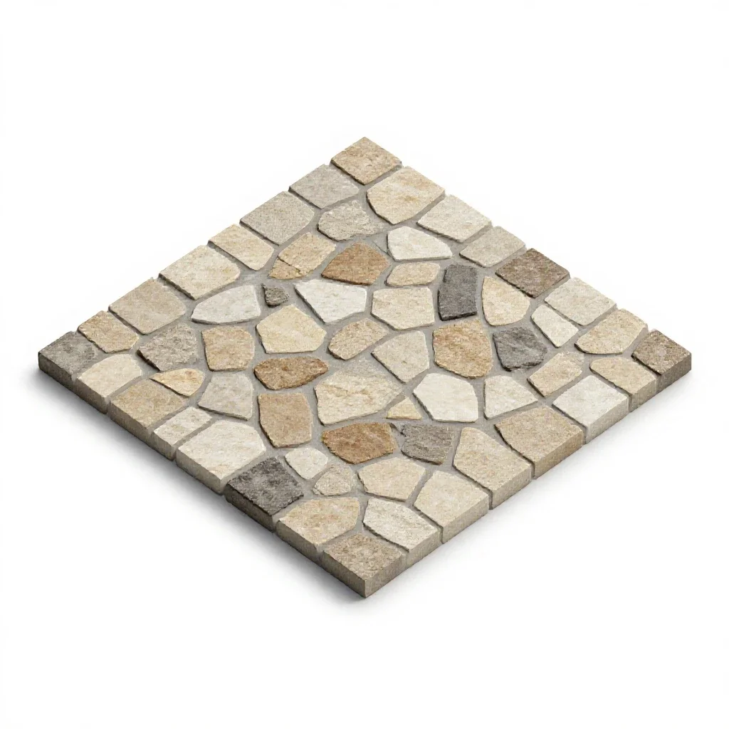 Mosaic floor tile section isolated on a white background
