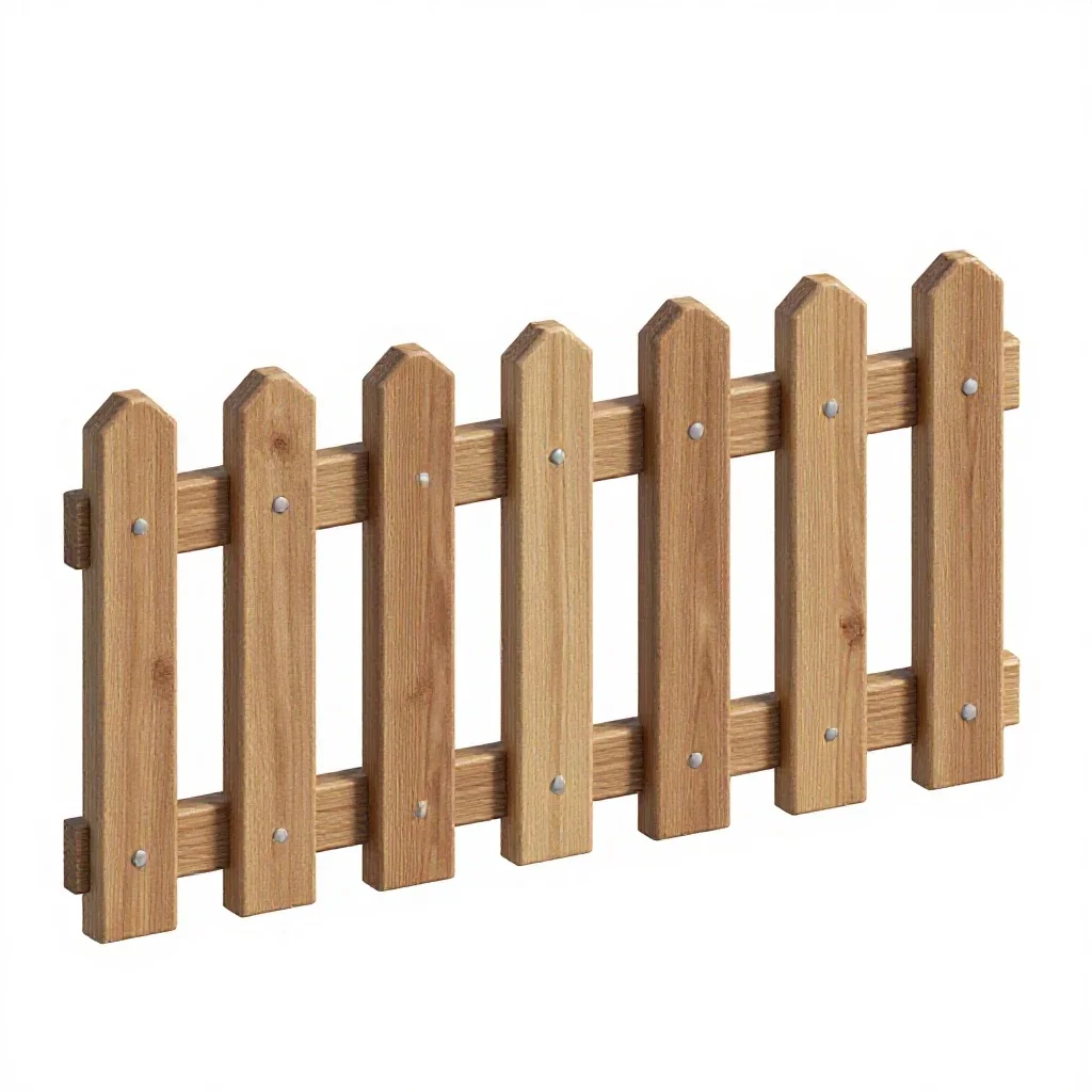 Picket fence section isolated on a white background