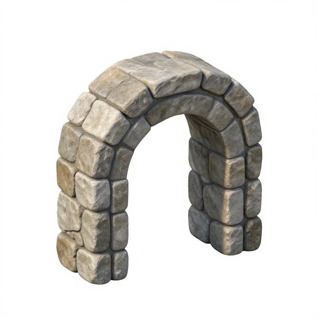 Stone arch keystone isolated on a white background