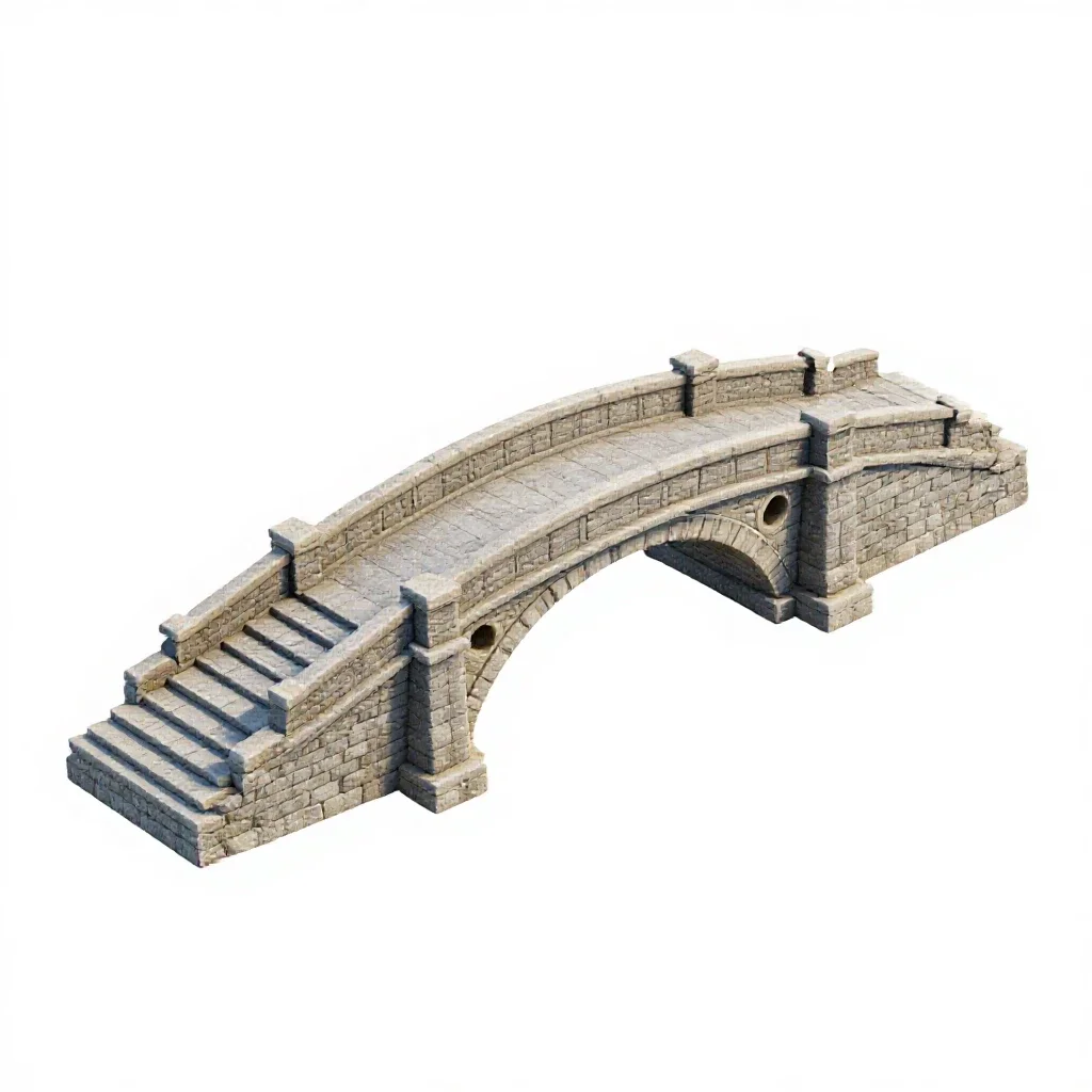 Stone bridge model isolated on a white background