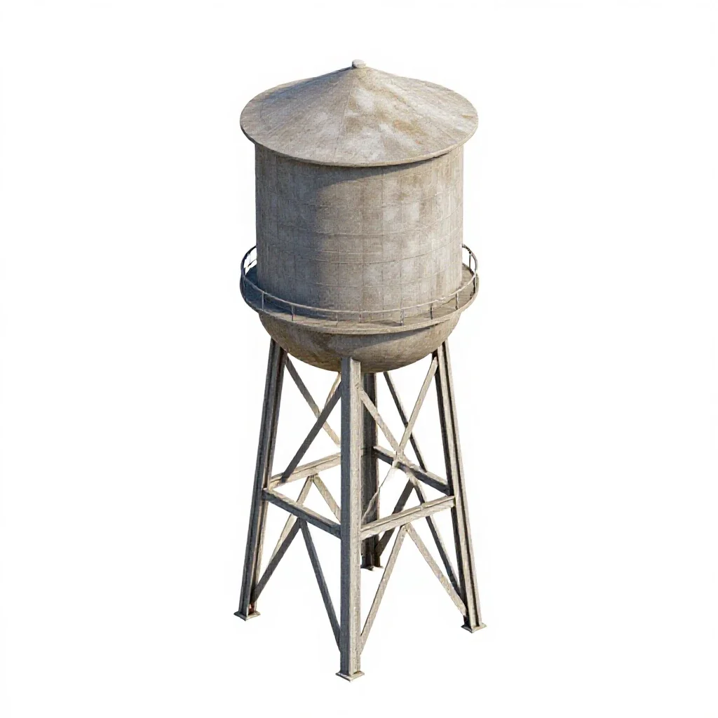 Water tower model isolated on a white background