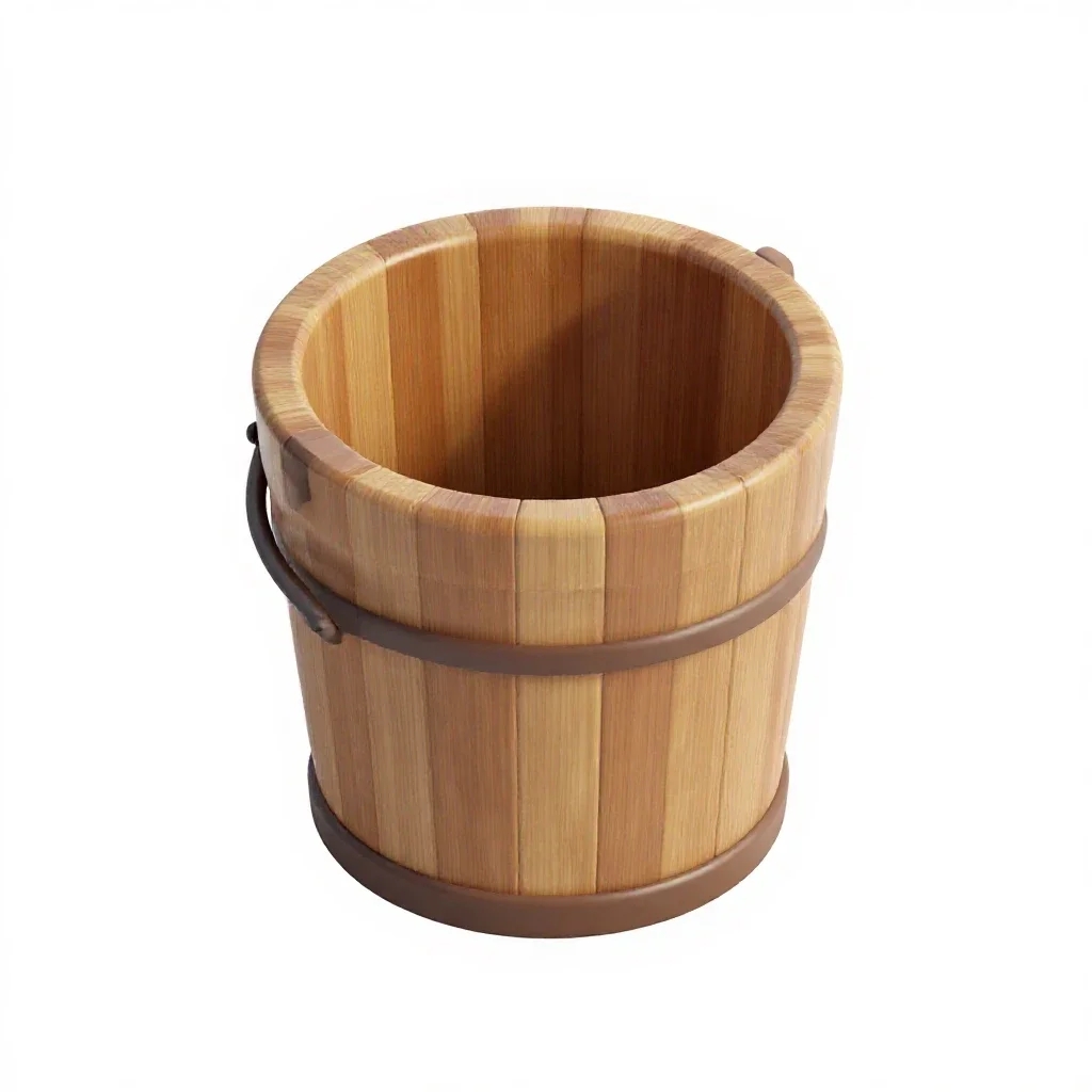Well with a bucket isolated on a white background