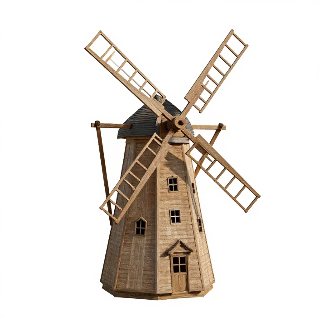 Windmill model isolated on a white background