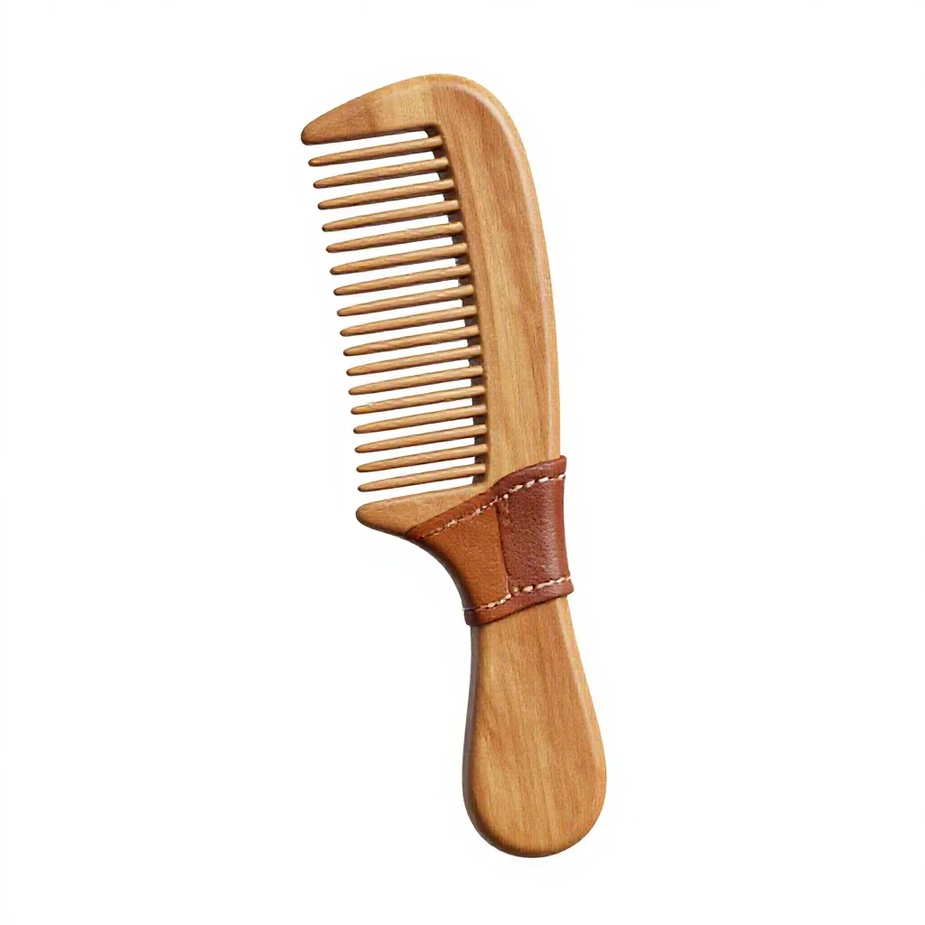Comb in a leather sleeve isolated on a white background