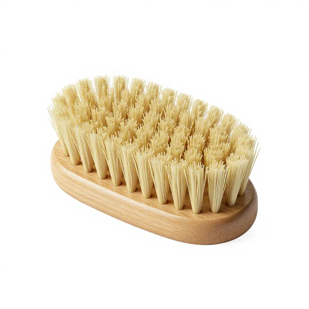Natural bristle body brush isolated on a white background