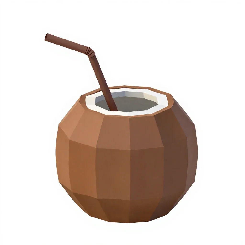 Fresh coconut with a straw isolated on a white background