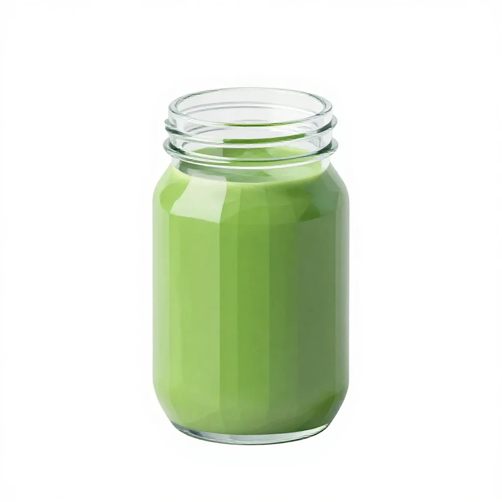 Green smoothie in a jar isolated on a white background