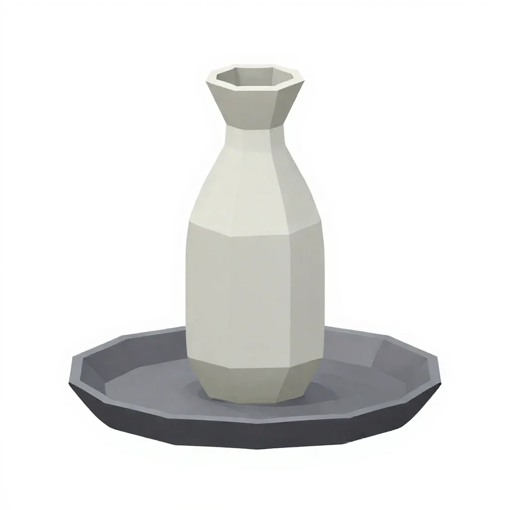 Sake set with a tokkuri isolated on a white background