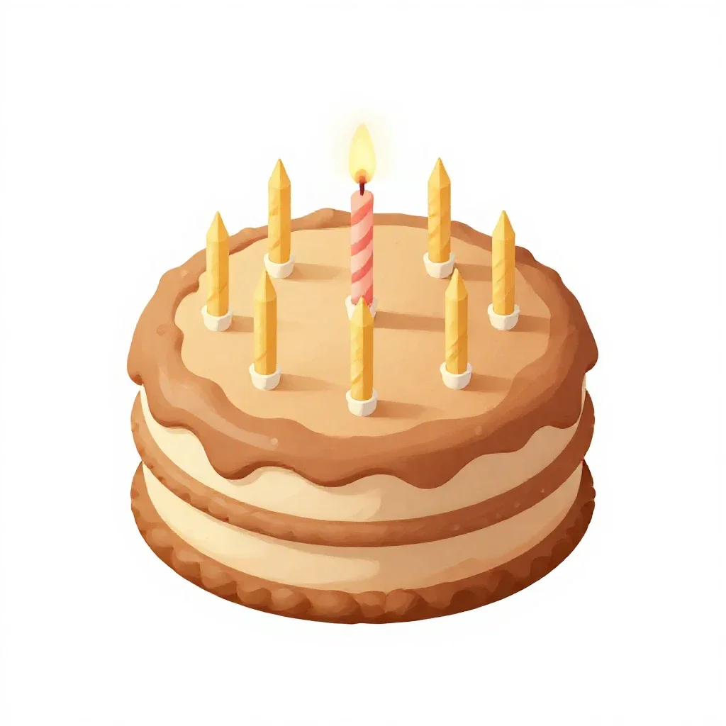 Birthday cake with candles isolated on a white background