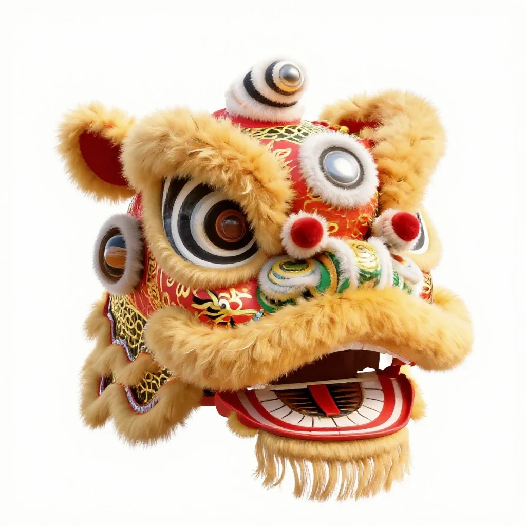 Lion dance head isolated on a white background