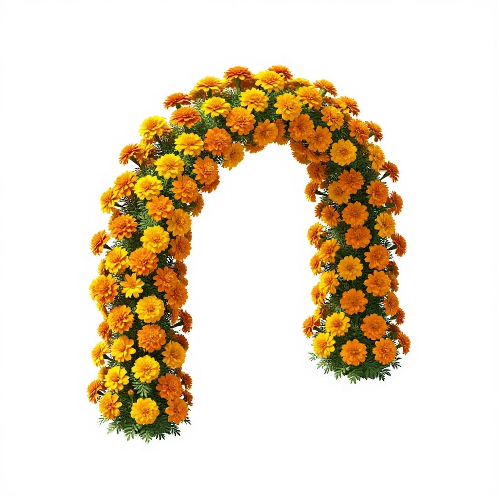 Marigold arch isolated on a white background
