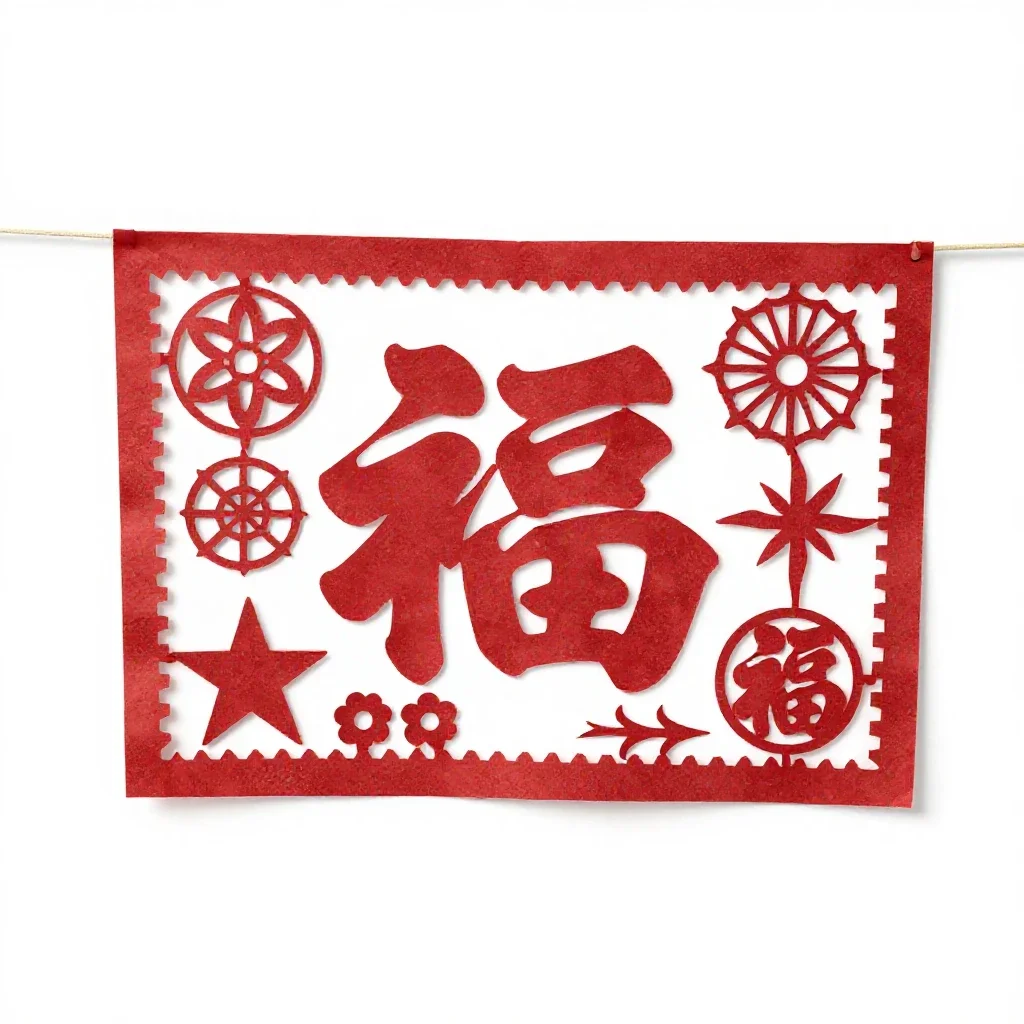 Papel picado banner isolated on a white background