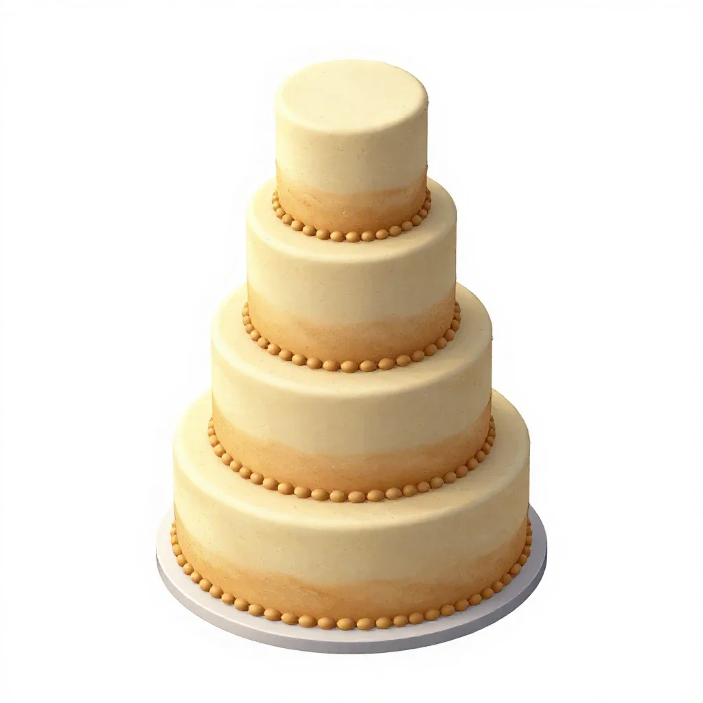 Tiered wedding cake isolated on a white background