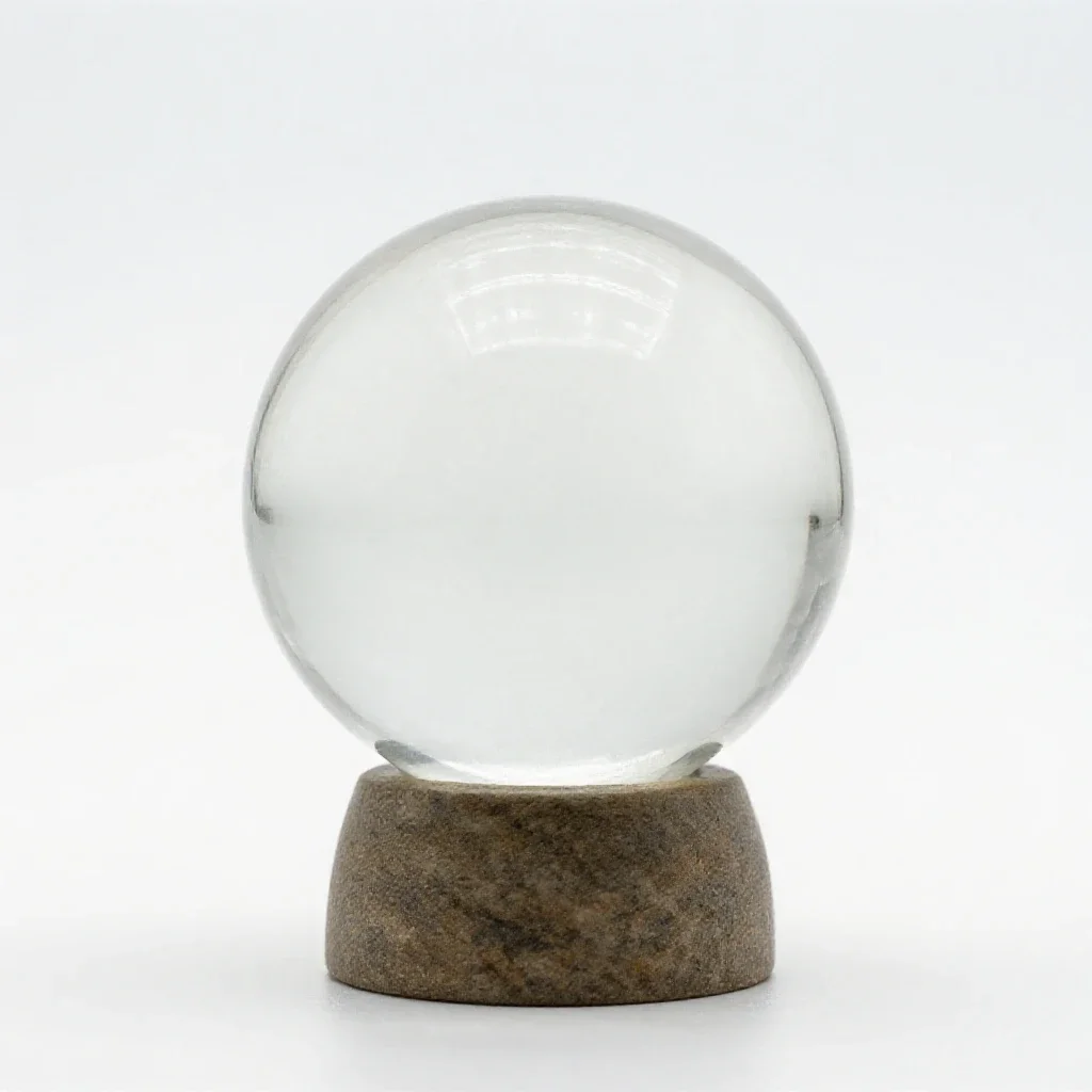 Crystal ball on a stand isolated on a white background