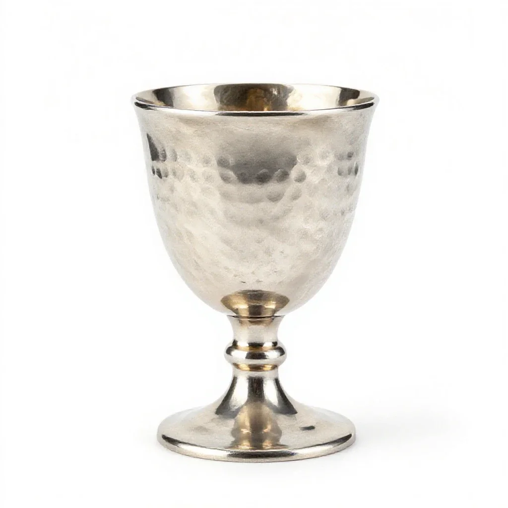 Goblet of hammered silver isolated on a white background
