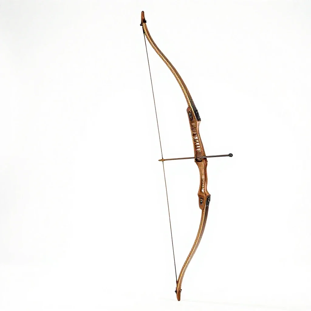 Longbow with a quiver isolated on a white background