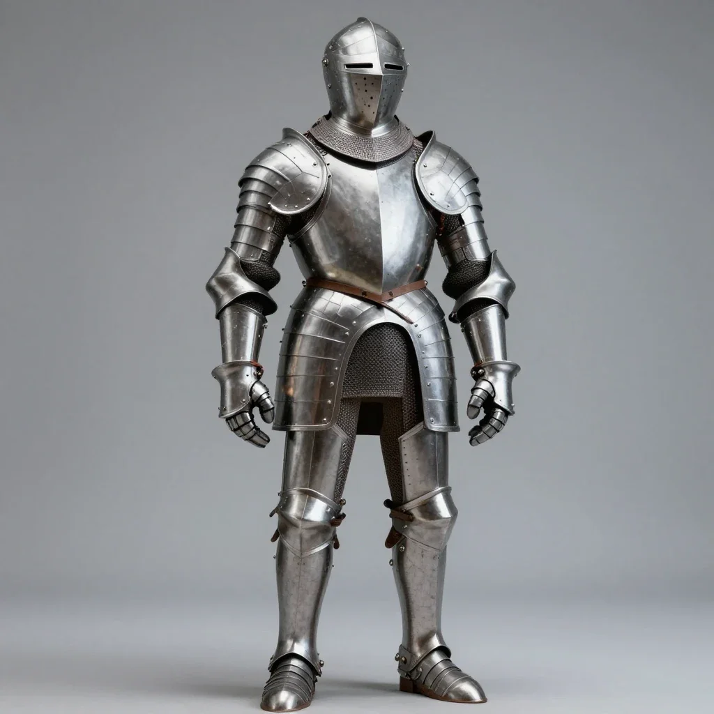 Suit of plate armour isolated on a white background