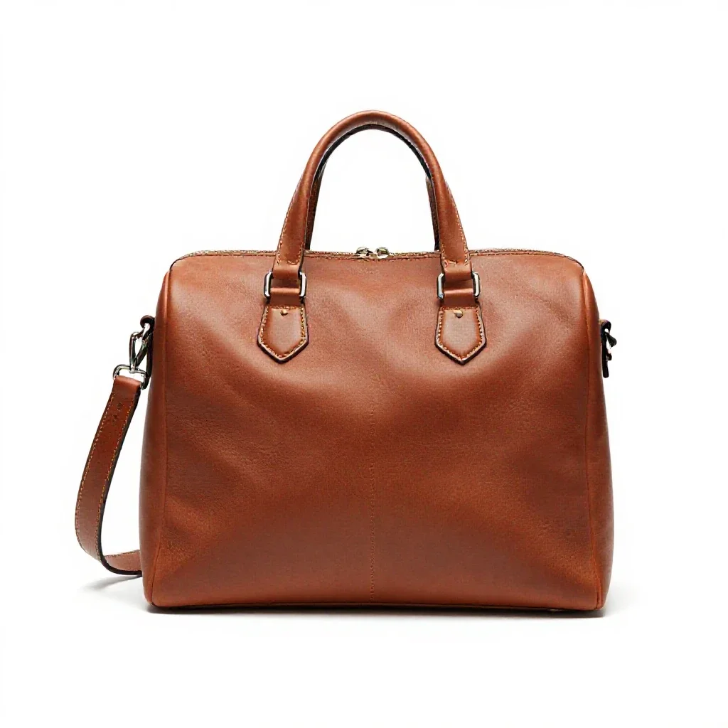 Leather satchel isolated on a white background