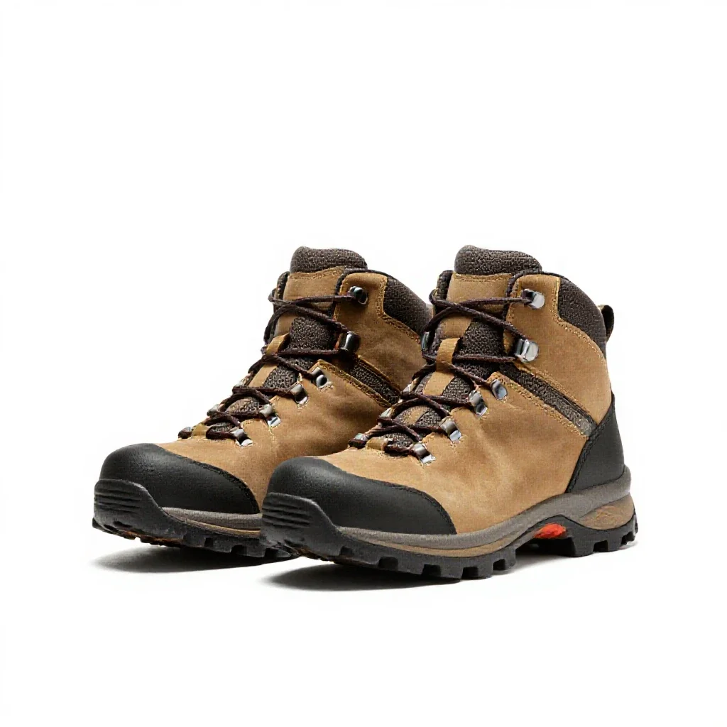 Pair of hiking boots isolated on a white background