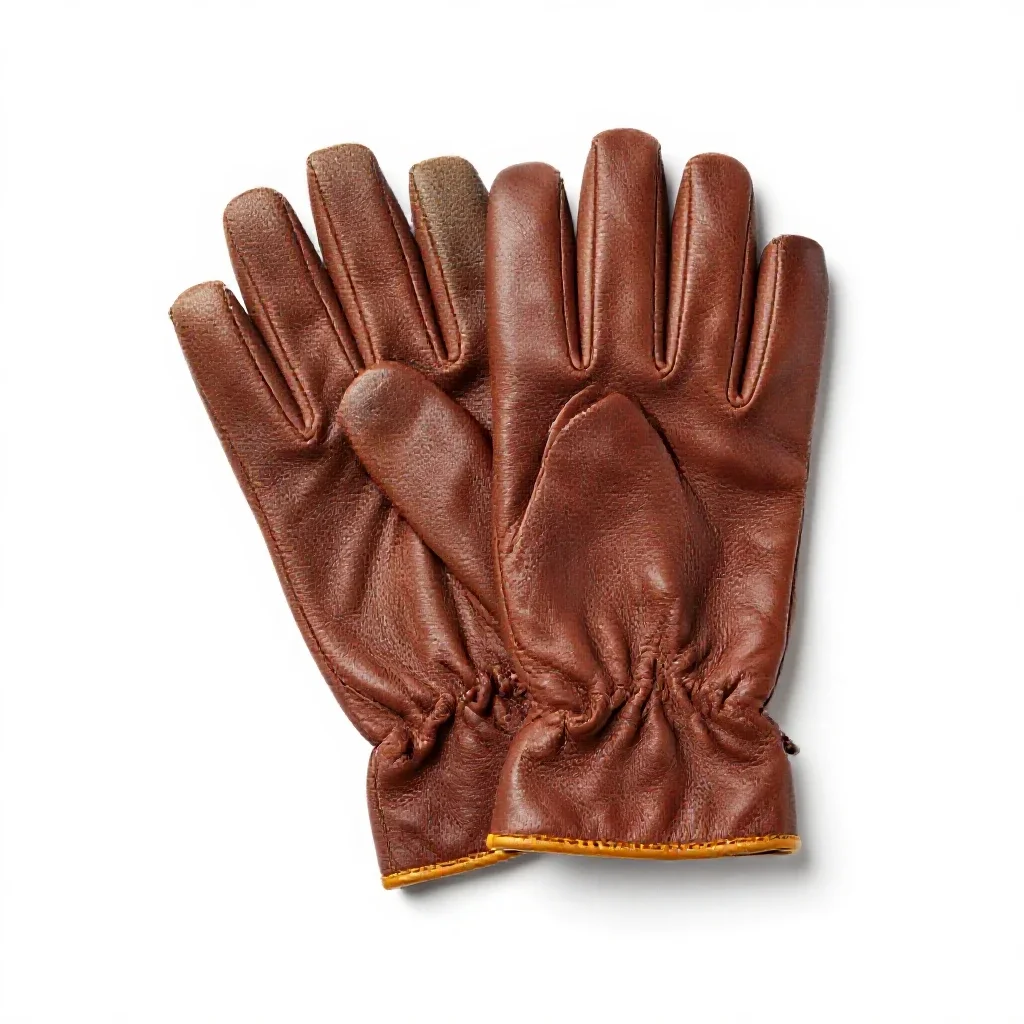 Pair of leather gloves isolated on a white background
