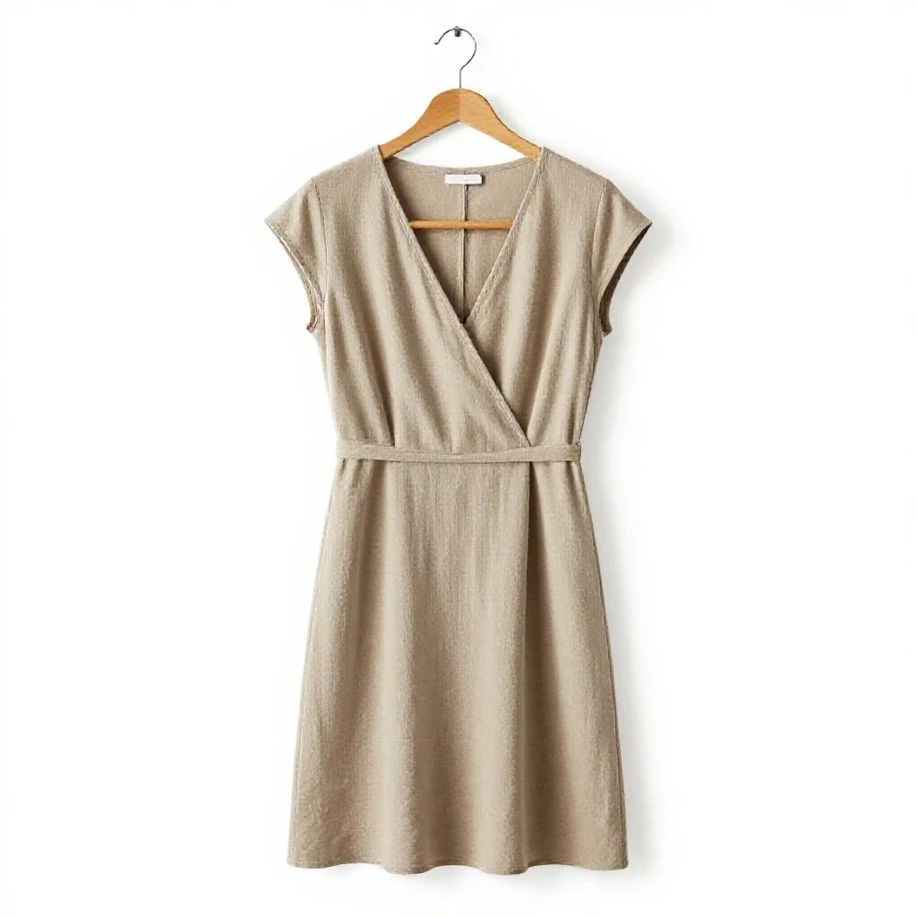 Wrap dress on a hanger isolated on a white background