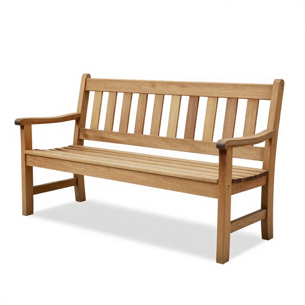 Garden bench with slats isolated on a white background