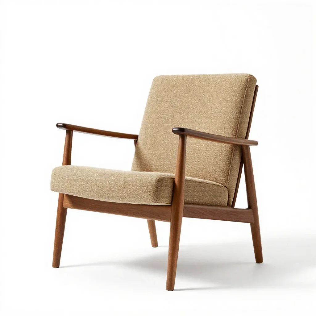 Mid-century lounge chair isolated on a white background