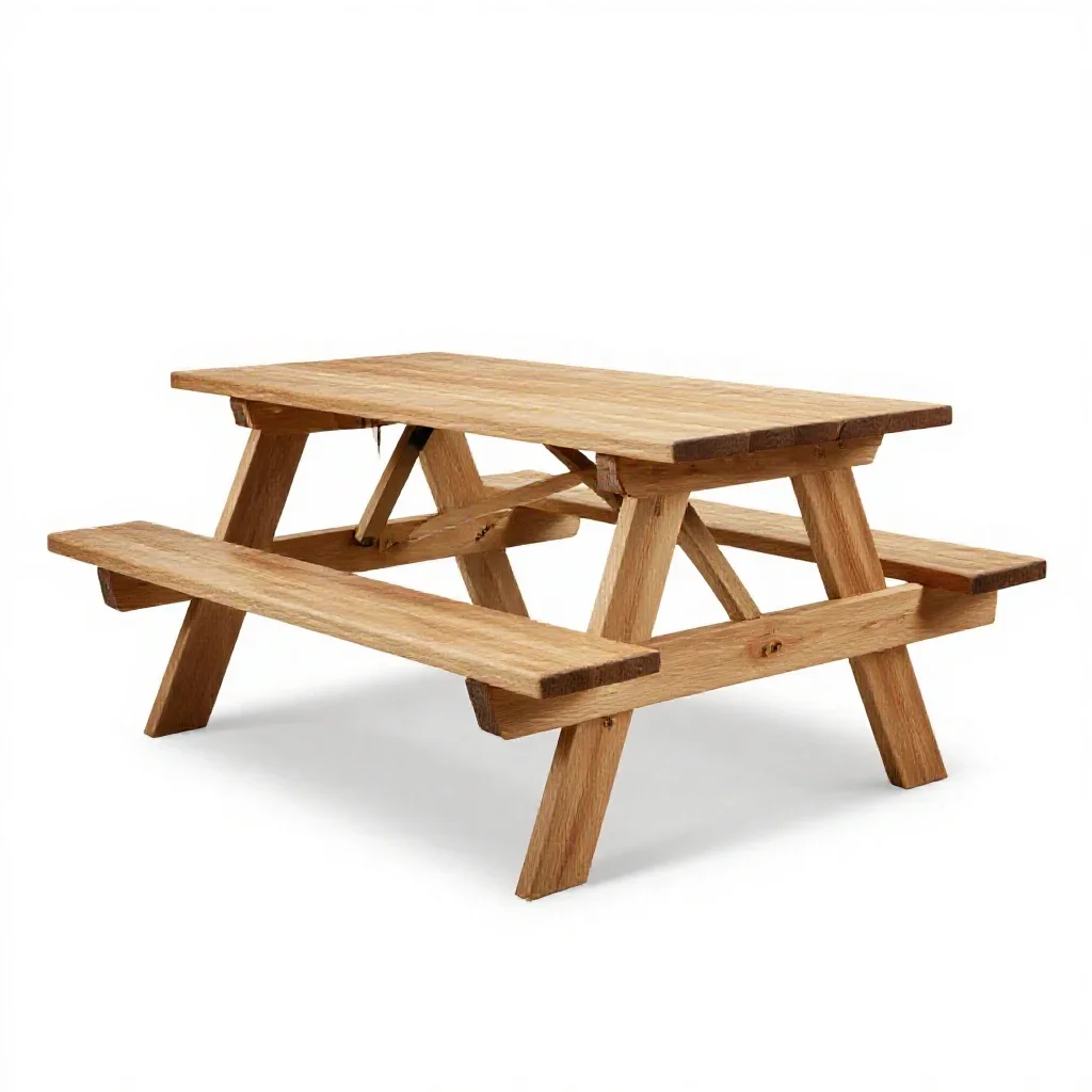 Picnic table isolated on a white background