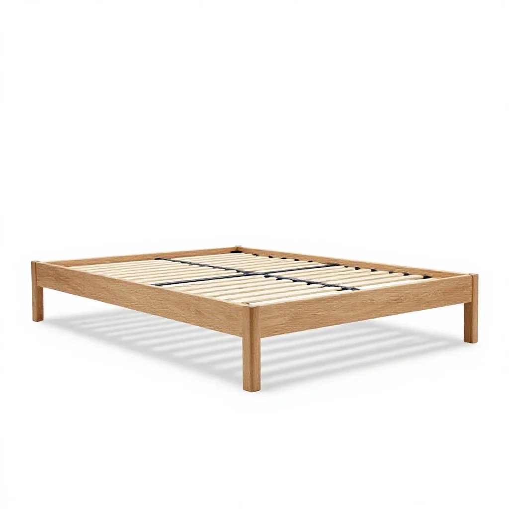 Platform bed frame isolated on a white background