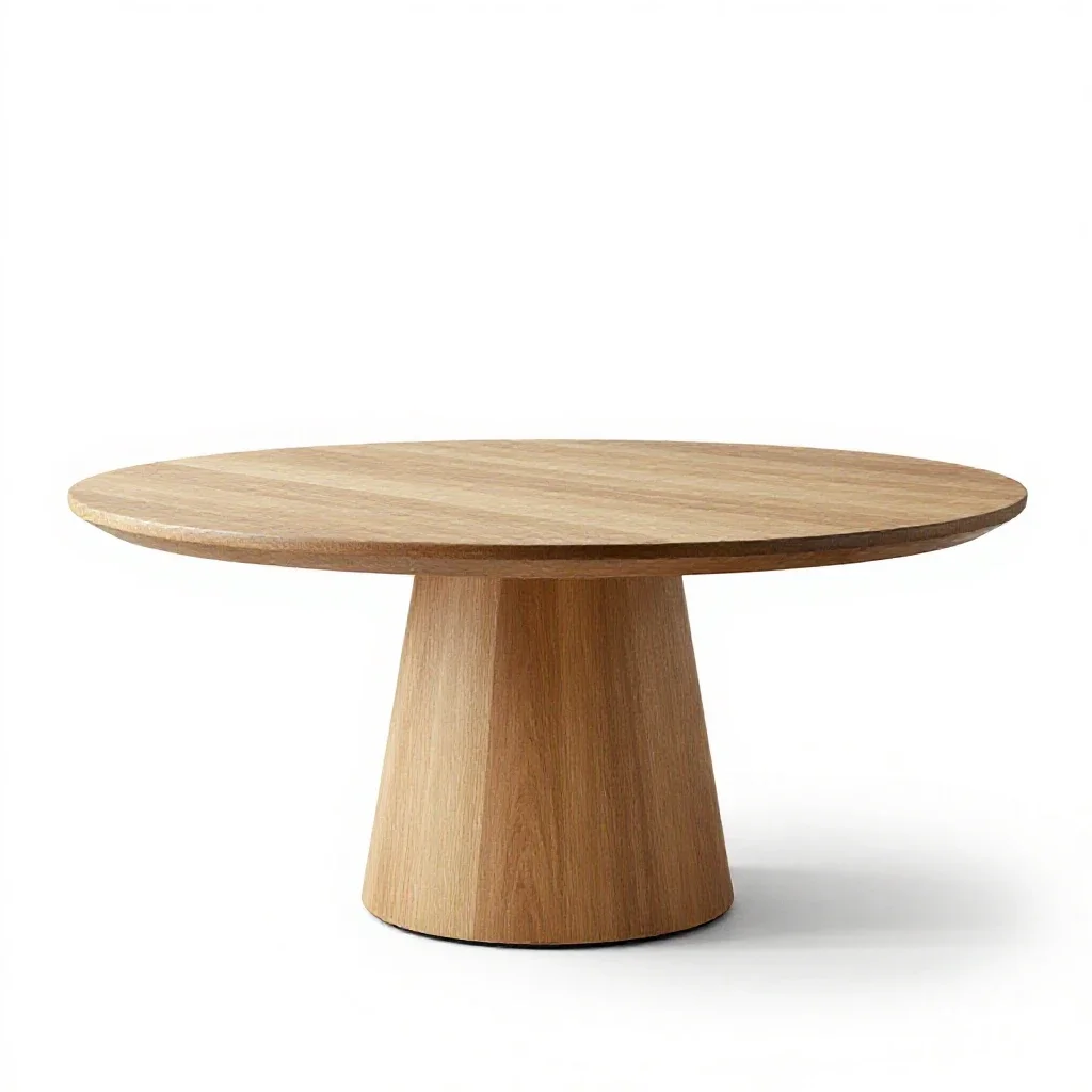 Round pedestal dining table isolated on a white background