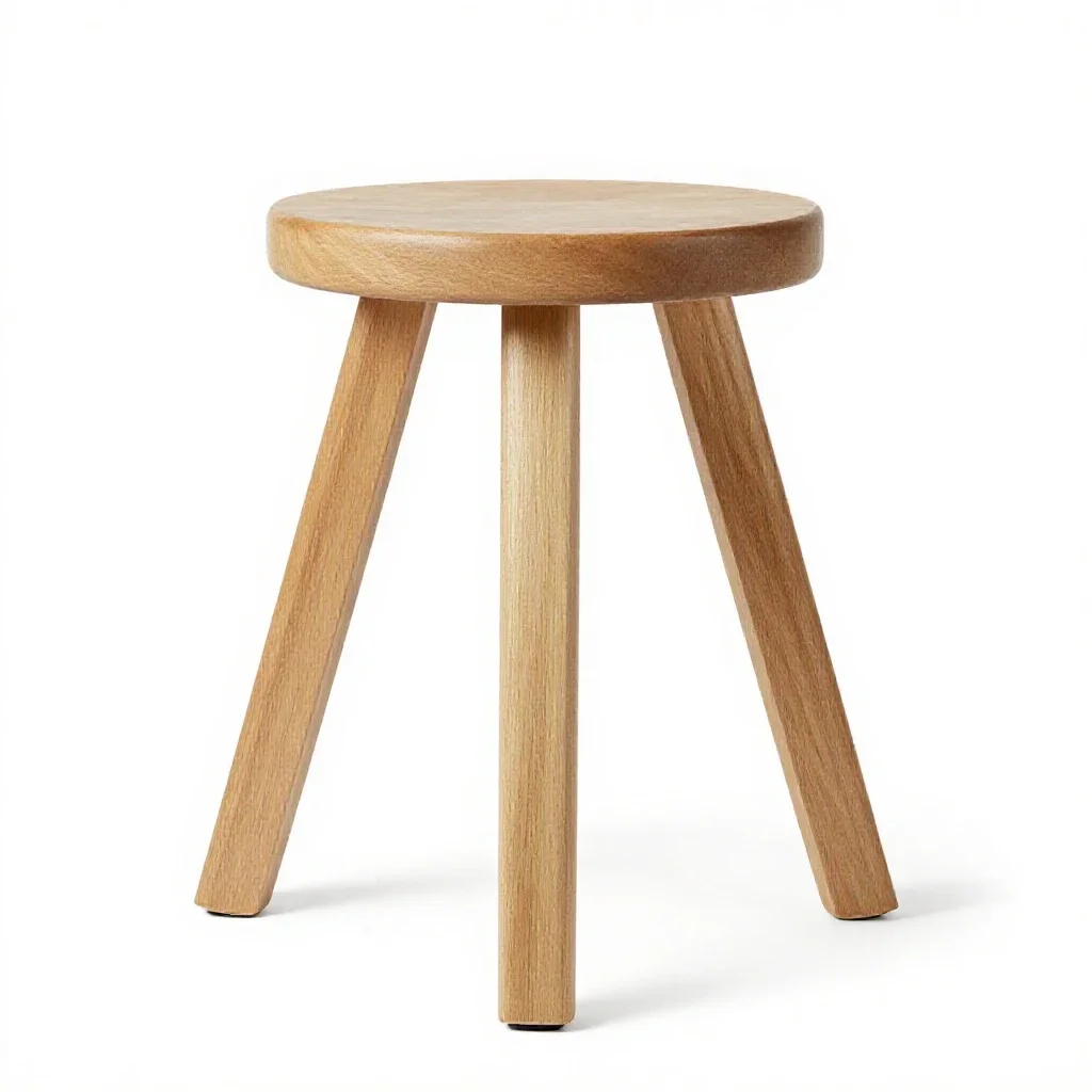 Three-legged stool isolated on a white background