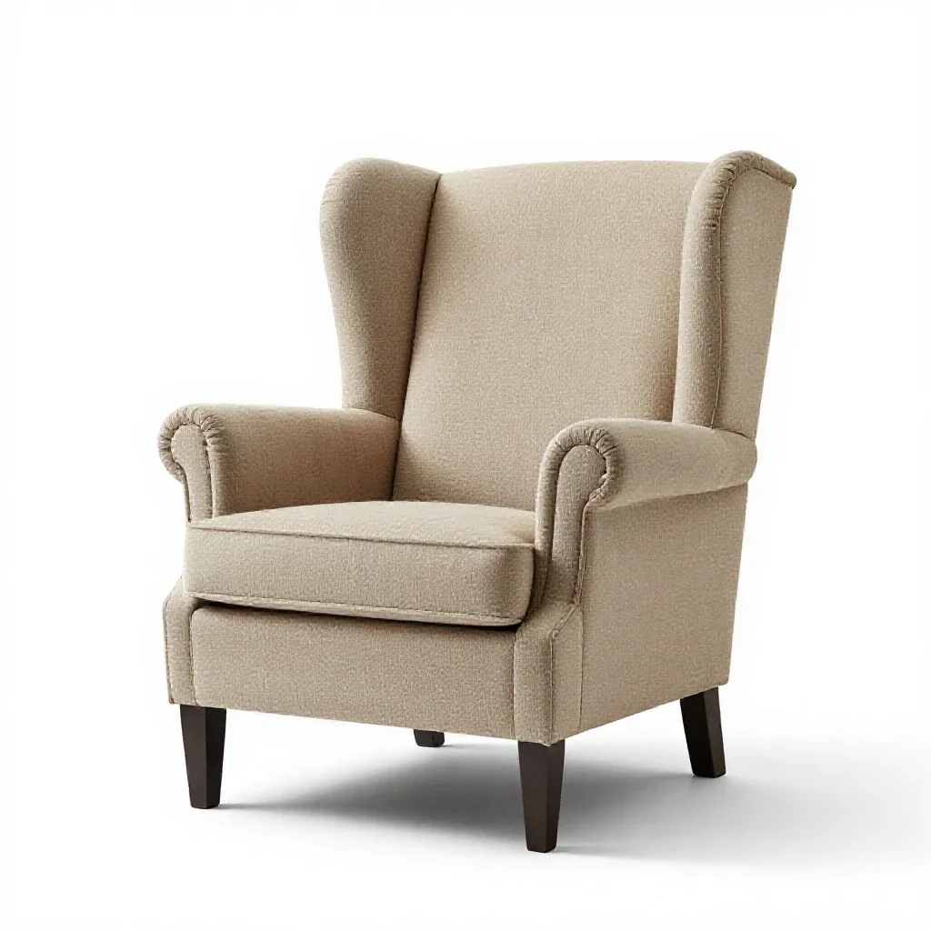 Wingback armchair isolated on a white background
