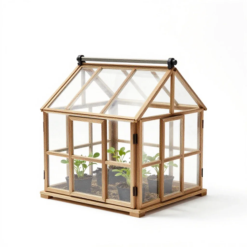 Mini greenhouse isolated on a white background