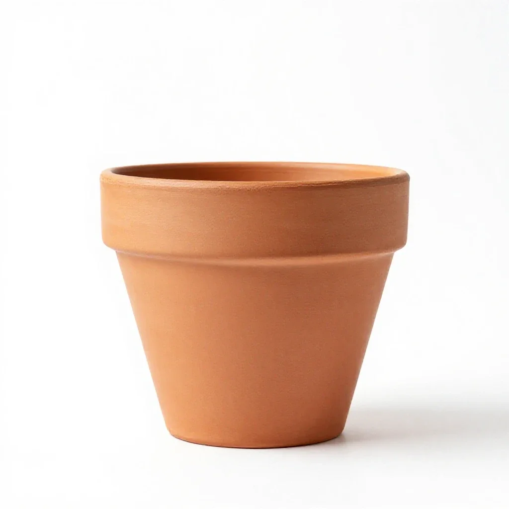 Terracotta plant pot isolated on a white background