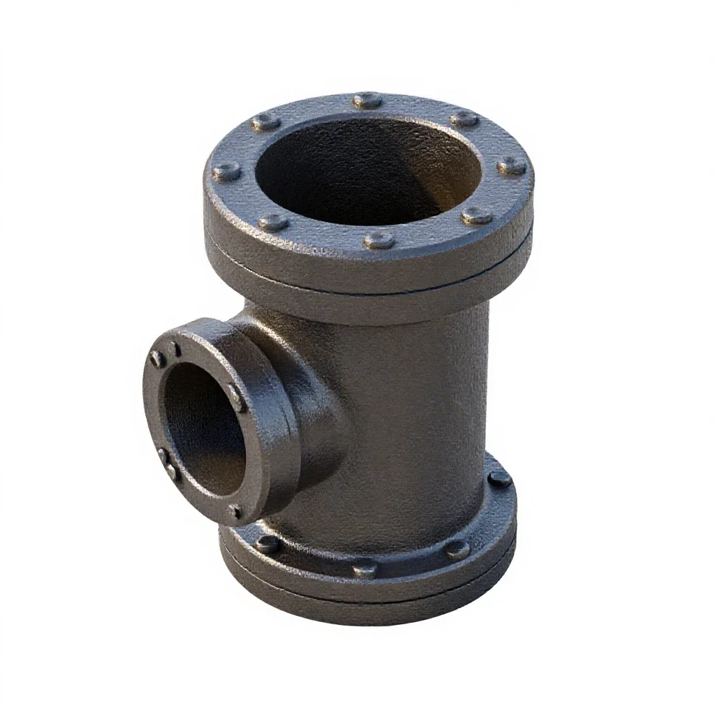 Cast iron pipe flange isolated on a white background